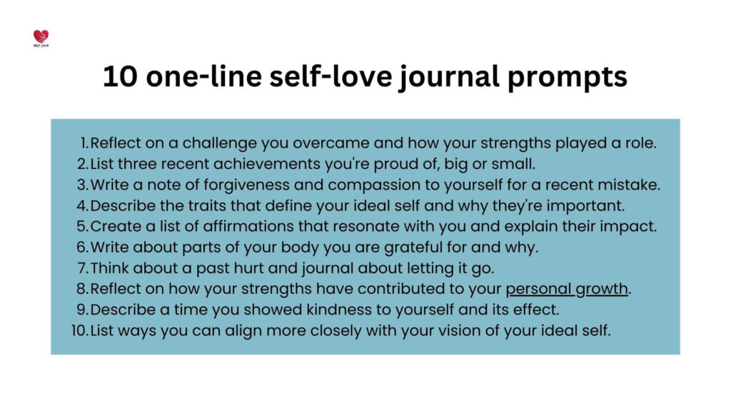 10 one-line self-love journal prompts