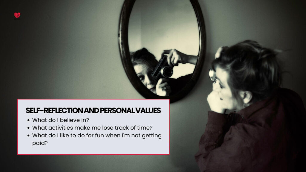 Engaging in self-reflection to identify personal values and passions